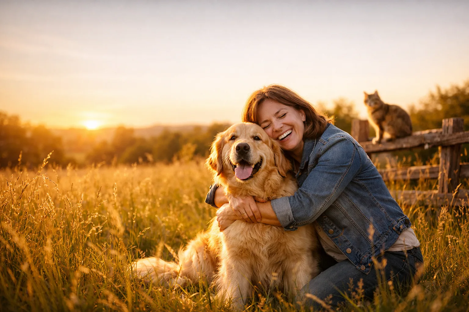 Frau mit ihrem Golden Retriever