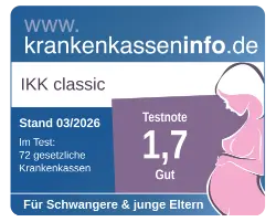 Krankenkassentest für Schwangere und junge Eltern, Note 1,7 Gut